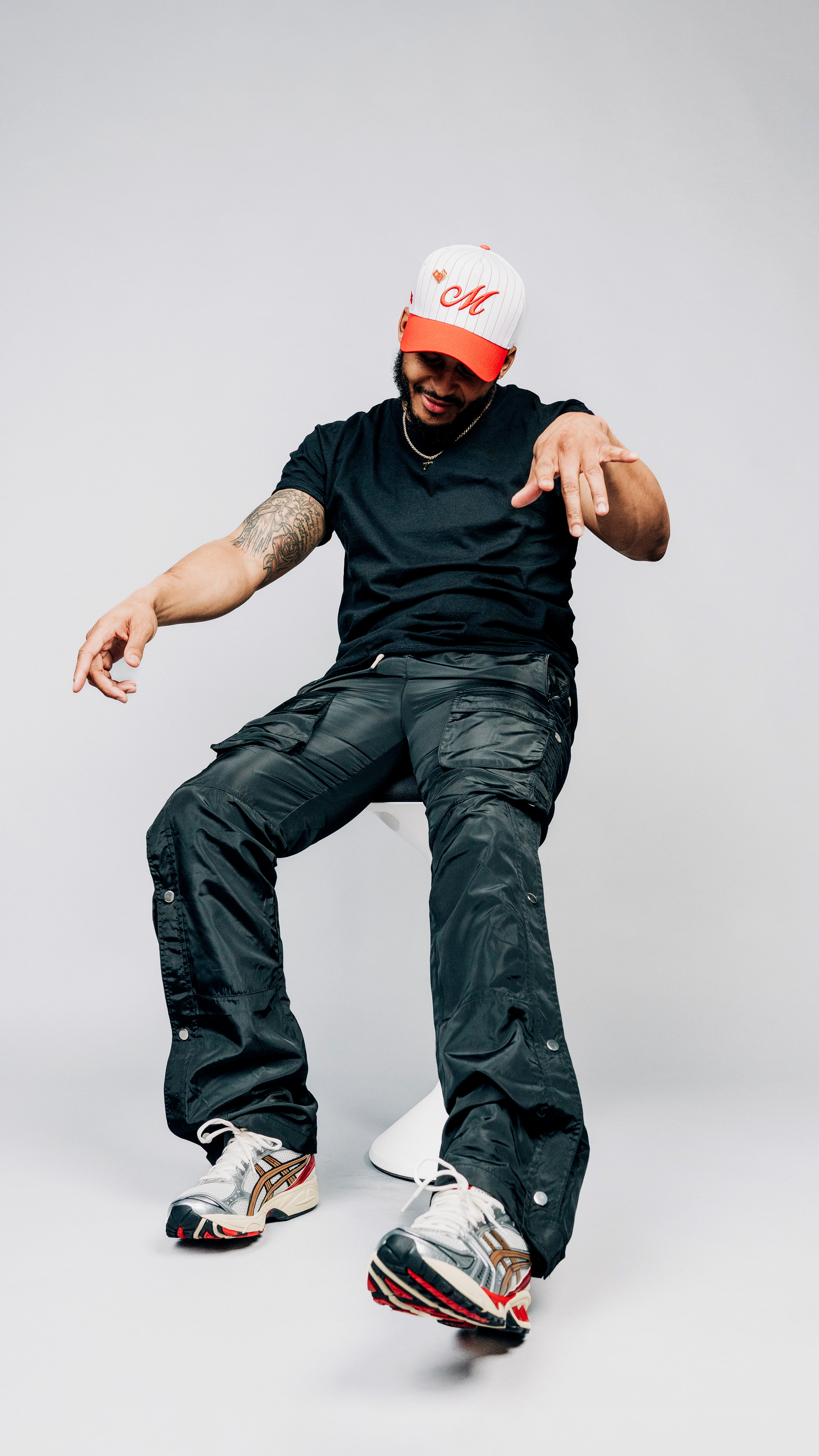 Look Over Me Snapback/ / Red Pinstripe